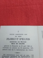 Doodsprentje Florent D'Hanis / Eksaarde 20/4/1898 Lokeren 26/9/1975 ( Maria De Caluwé ) - Religion & Esotérisme