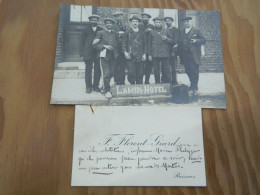 GUERRE 14/18 +RAISMES: PHOTO CARTE + CARTE DE VISITE DES DEPRTES LE 12 JUIN 1917 AU LAMIR HOTEL - Guerre 1914-18