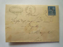 2024 - 2061  Lettre De 1880  Au Départ De RODEZ à BEZIERS  à Destination De MONTPELLIER   XXX - 1876-1898 Sage (Type II)