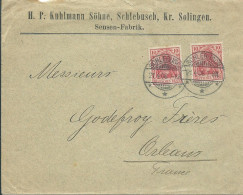 ALLEMAGNE LETTRE 20D SCHLEBUSCH POUR ORLEANS (  LOIRET ) DE 1906 LETTRE COVER - Briefe U. Dokumente