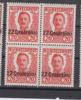 AUSTRIA  ITALY WW I Military Stamp Bloc Of 4 MNH - Ungebraucht