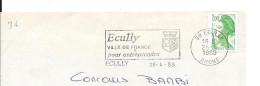 Lettre Entière Flamme 1989   Ecully Rhone - Maschinenstempel (Werbestempel)