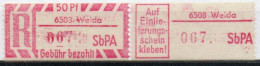 DDR Einschreibemarke Weida SbPA Postfrisch, EM2B-6508II(1) RU (a) Zh (Mi 2C) - R-Zettel