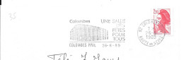 Lettre Entière Flamme 1989   Colombes Hauts De Seine - Oblitérations Mécaniques (flammes)