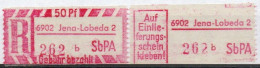 DDR Einschreibemarke Jena-Lobeda SbPA Postfrisch, EM2B-6902-2bII(1) Zh (Mi 2C) - Labels For Registered Mail