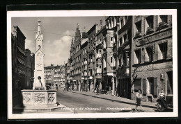 AK Trostberg A. Alz, Hindenburgstrasse Mit Gasthof Ranzing Und Säulenbrunnen  - Autres & Non Classés