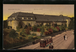 AK Mülheim /Ruhr, Schloss Broich Mit Strassenbahn  - Strassenbahnen