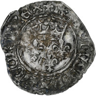 France, Charles VI, Gros Dit "Florette", 1417-1422, Tours, Billon, TTB+ - 1380-1422 Charles VI Le Fol