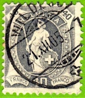 Schweiz Suisse HELVETIA 1904: 14 Zähne Dents KZ II Zu 76F Mi 68A Yv ? 40c Grau Stempel WILDEGG 21.XII.05 (Zu CHF 35.00) - Usati