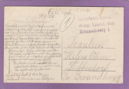 5 KOMP. LANDST. BATL. BRAUNSCHWEIG. CARTE POSTALE(FELDPOSTKARTE) DE VERVIERS POUR DIBBESDORF,ALLEMAGNE,1916. - Duits Leger