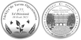AC - 90th ANNIVERSARY OF THE AGRICULTURAL FACULTY OF ANKARA UNIVERSITY  COMMEMORATIVE SILVER COIN PROOF - UNCIRCULATED - Türkei
