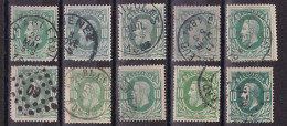 Belgique - Lot De 10 COB 30 Obl. - 1869-1883 Leopoldo II