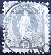 Schweiz Suisse HELVETIA 1904: 14 Zähne Dents KZ II Zu 76F Mi 68A Yv ? (40c) ⊙ LUGANO 27.II.06 MESSAGGERIA (Zu CHF 35.00) - Used Stamps