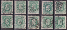 Belgique - Lot De 10 COB 30 Obl. - 1869-1883 Leopoldo II