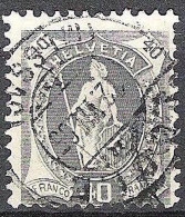 Schweiz Suisse HELVETIA 1904: 14 Zähne Dents KZ II Zu 76F Mi 68A Yv ? (40c Grau) ⊙ LOCLE 12.VII.05 MESSAG (Zu CHF 35.00) - Used Stamps