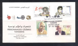 Tunisie 2013- Personnages Célèbres Tunisiens FDC - Tunisie (1956-...)