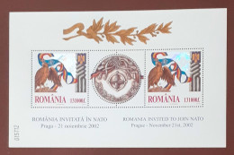 Romania 2002 - Romania Invited To Join NATO , Souvenir Sheet With Hologram ,  MNH ,Mi. Bl.325 - Maximumkarten (MC)