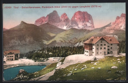 Cartolina Canazei, Dolomitenstrasse Mit Pordoijoch-Hotel Und Langkofel  - Other & Unclassified