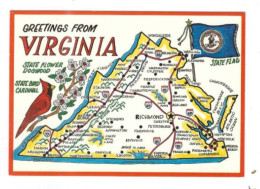 US\ STATE  MAP   VIRGINA  POSTCARD - Landkarten