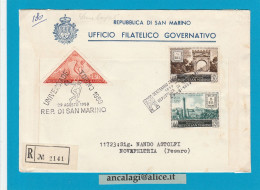 FDC San Marino 1959 - 001BB - Busta Racc. "100° FR.LLI ROMAGNE" 2v.+"UNIVERSIADE" 1v.- Vedi Descrizione - FDC