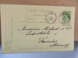 FRAMERIES +LEDEBERG: CARTE ENTIER POSTAL POUR MIRLAND POUR COMMANDE DE POMME DE TERRE  JAUNE D'OR DE NORVEGE EN 1909 - Frameries