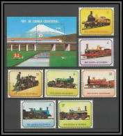 Guinée équatoriale Guinea 030 N°1361/67 + Bloc 306 Train Trains / Locomotive Serie Complète MNH ** - Eisenbahnen