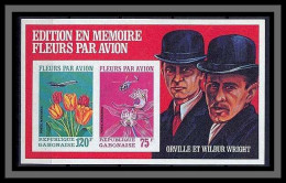 Gabon (gabonaise) 001a - Bloc N° 18 Non Dentelé Imperf Fleurs (fleur Flowers) Orville And Wibur Wright  - Gabon