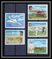 Congo 427 Non Dentelé Imperf N°471/475 Avion (plane Planes Avions) Histoire De L'aviation MNH ** - Aerei