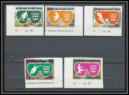 Haute-Volta 030B Non Dentelé Imperf ** Mnh N° 370/72 + PA N° 199/200 Jeux Olympiques HOCKEY INNSBRUCK 1976 - Inverno1976: Innsbruck