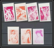 Guinée équatoriale Guinea 219 N°267/73 Rouge Essai Proof Non Dentelé Imperf Orate Tableau Painting Nus Nudes MNH ** - Nudi