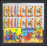 Guinée équatoriale Guinea 087 N°1324/30 + Bloc 293/4 Chevalier Knights Ritter Non Dentelé Imperf Bloc 4 MNH ** - Horses