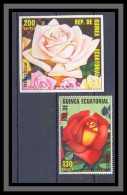 Guinée équatoriale Guinea 065a Timbre Bloc 315/ 316 Roses Fleurs Fleur Flowers Non Dentelé Imperf MNH ** - Rosen