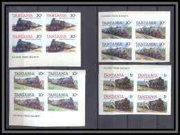 Tanzanie (Tanzania) 058 N°263/266 Train Trains Non Dentelé Imperf Bloc 4 MNH ** - Tanzania (1964-...)