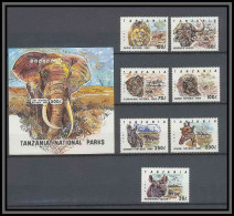 Tanzanie (Tanzania) 023 N°1442/1448 FAUNE AFRICAINE + Bloc ** éléphant Lion Girafe Girafa Rhinoceros.. MNH ** - Rinoceronti