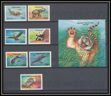 Tanzanie (Tanzania) 018 N°1654/1660 Faune Animals Wwf Série Complète + Bloc 247 Tigre éléphant Panda Rapace MNH ** - Adler & Greifvögel