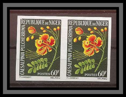 Niger 002c N°143 Paire Non Dentelé Imperf Fleurs Caesalpinia Petit Flamboyant, Orgueuil De Chine (china) MNH ** - Arbres