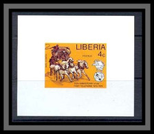 Liberia 029 Espace (space) N°713 Bloc Non Dentelé Imperf Téléphone Phone UPU VOITURE CHEVAUX (horse) MNH ** - Pferde