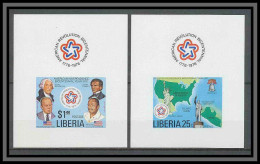 Liberia 030 726/27 Bicentennial USA, Map, Statue Of Liberty Rar Proof Non Dentelé Imperf MNH ** - Indépendance USA