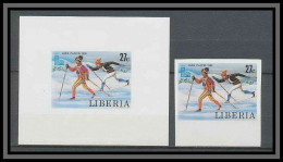 Liberia 013 Ski Bloc + Non Dentelé Imperf Jeux Olympiques Olympic Games Lake Placid 80 MNH ** - Skisport