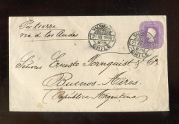"CHILE" 1898, Ganzsachenumschlag Ex Valparaiso "Via De Los Andes" Nach Buenos Aires (A2159) - Chili