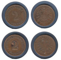 Allemagne  2 Pfennig 1874 B + 1875 B (Hanovre), Type 1, KM#2 , Deutsches Reich - 2 Pfennig