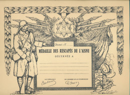 Diplôme Vierge Médaille Des Rescapés De L'AISNE - Impression G. Laurain - 1914-18