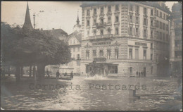 Hochwasser, Hôtel Du Cygne, Luzern, 1910 - Foto-AK - Luzern