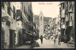 Cartolina Sterzing, Strassenpartie In Der Neustadt Mit Blick Zum Zwölferturm  - Sonstige & Ohne Zuordnung