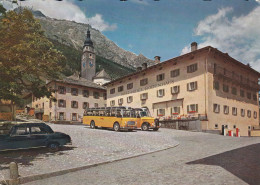 Splügen Hotel Bodenhaus; Postauto, Autobus, Car Postal, FBW (Prototyp!), Saurer, Oldtimer Mercedes; Feldpost - Splügen