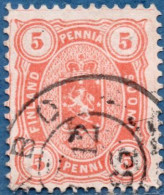 Finland Suomi 1875 5 Kop Stamp Perf 12½ Orange, 1 Value Cancelled Thin Frame Lines - Gebraucht