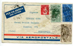 Posta Aerea "Dante" Lire 5 Su Busta Via Aerea Da Genova A Valparaiso (Cile) - Poststempel