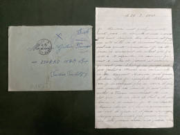 LETTRE En FM OBL.22-3 40 POSTE AUX ARMEES 11e REGIMENT D'INFpour Gabriel ROUSSEL 234me RAD 15me Batterie 6me Pièce SP 67 - Guerre De 1939-45