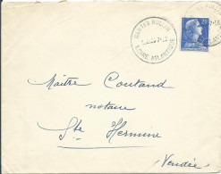 FRANCE LETTRE 20F NANTES  ( LOIRE ATLANTIQUE ) POUR STE HERMINE ( VENDEE ) DE 1958  LETTRE COVER - 1921-1960: Période Moderne