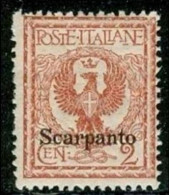 ● ITALIA REGNO Colonie 1912  ֍ EGEO ֍ SCARPANTO ● N.  1 **  ●  Cat. 30 € ● Lotto N.  559 ● - Ägäis (Scarpanto)